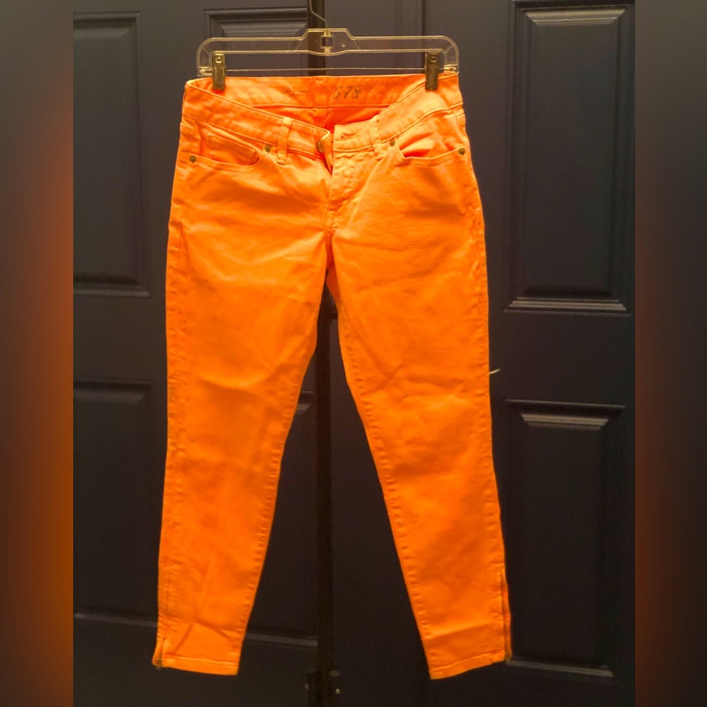 Neon peach ankle jeans